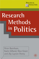 Research methods in politics / Peter Burnham ... [et al.].