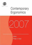 Contemporary ergonomics 2007 / editor, Philip D. Bust.