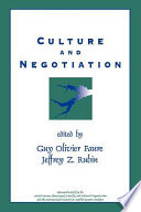 Culture and negotiation : the resolution of water disputes / edited by Guy Olivier Faure, Jeffrey Z. Rubin.