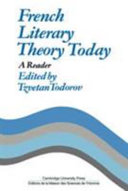 French literary theory today : a reader / edited by Tzvetan Todorov ; translated by R. Carter.