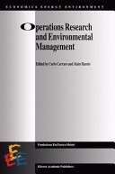 Operations research and environmental management / edited by Carlo Carraro and Alain Haurie.