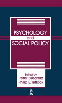 Psychology and social policy / edited by Peter Suedfeld, Philip E. Tetlock.
