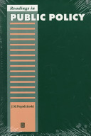 Readings in public policy / edited by J.M. Pogodzinski.