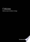 Criticism / Matthew Arnatt & Matthew Collings.