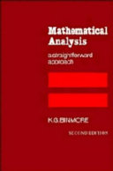 Mathematical analysis : a straightforward approach / K.G. Binmore.