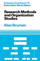 Research methods and organization studies / Alan Bryman.