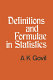 Definitions and formulae in statistics / A.K. Govil.