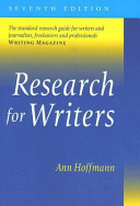 Research for writers / Ann Hoffmann.