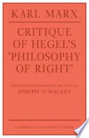 Critique of Hegel's 'Philosophy of right'.