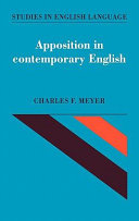 Apposition in contemporary English / Charles F. Meyer.