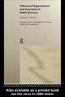 Voluntary organizations and innovation in public services / Stephen P. Osborne.
