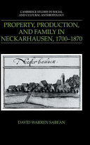 Property, production, and family in Neckarhausen, 1700-1870 / David Warren Sabean.